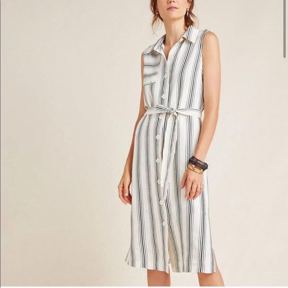Anthropologie Maeve striped esther belted dress.